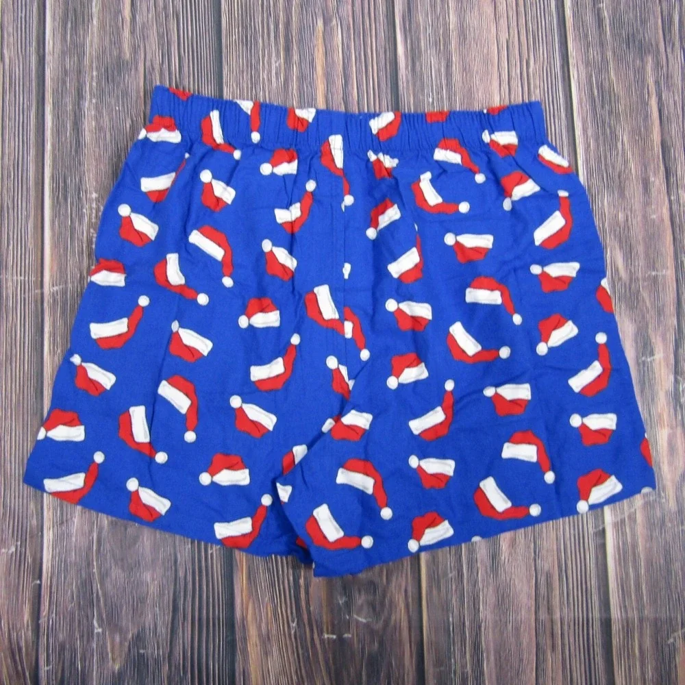 American Eagle NEW Mens Medium Boxer‎ Shorts Blue Santa Hat Gift